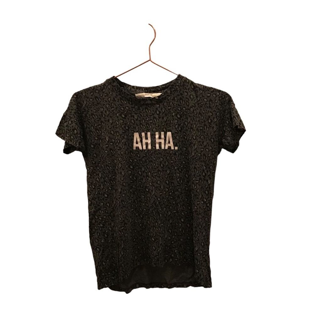 Zara Trf ah ha leopard short sleeve t shirt size small